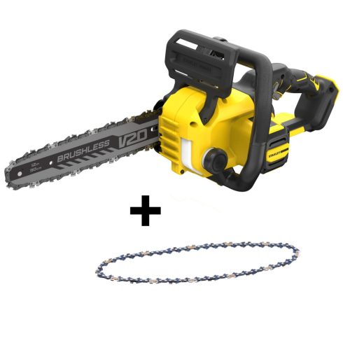 18V STANLEY FATMAX V20 szénkefe nélküli láncfűrész 12''/30 cm, akku nélkül + AJÁNDÉK láncfűrész lánc  A-SFMCCS730B-