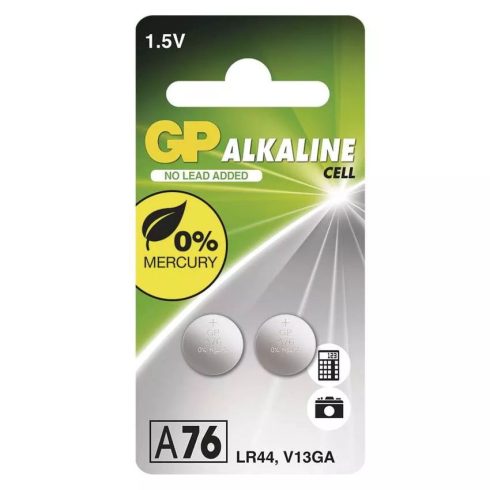 GP gombelem A76F LR44, Alkaline, 2db/bliszter                                                         B13763