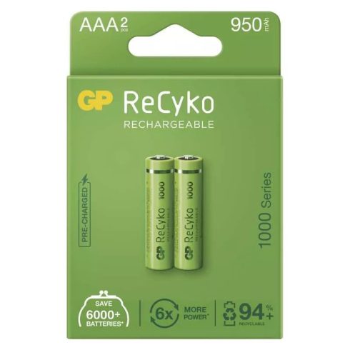 GP elem NiMH HR03 AAA mikroceruza, 1000mAh, ReCyko, 2db                                               B2111