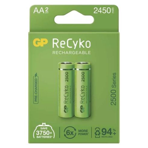 GP elem NiMH HR6 AA ceruza, 2500mAh, ReCyko, 2db                                                      B2125