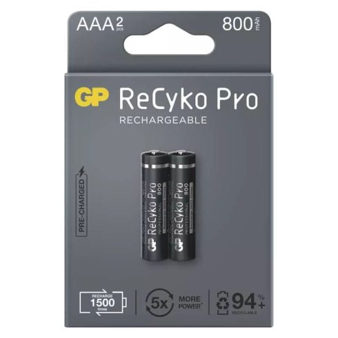 GP elem NiMH HR03 AAA mikroceruza, 800mAh, ReCyko Pro, 2db                                            B2218