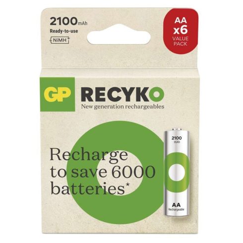 GP elem NiMH HR6 AA ceruza, 2100mAh, ReCyko, 6db                                                      B2521V