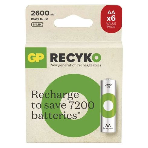 GP elem NiMH HR6 AA ceruza, 2600mAh, ReCyko, 4+2db                                                    B25276