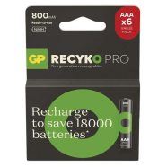   GP elem NiMH HR03 AAA mikroceruza, 800mAh, ReCyko Pro, 6db                                            B2618V