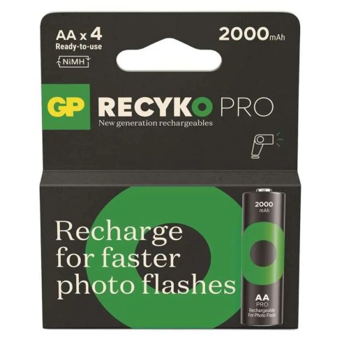 GP Photo Flash elem NiMH HR6 AA ceruza, 2000mAh, ReCyko Pro, 4db                                      B2629