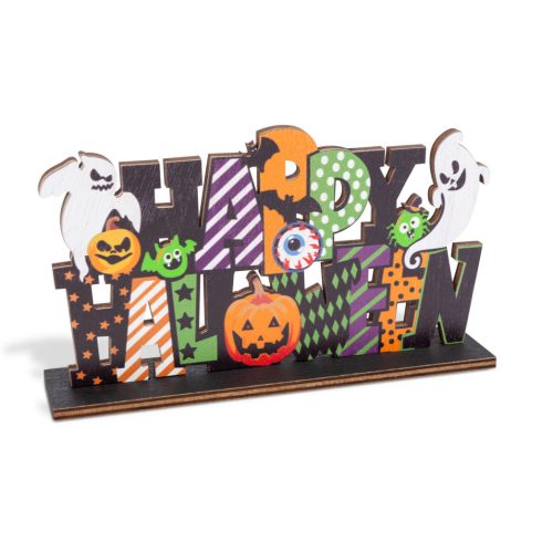 Halloween-i polc dekoráció fából - colHappy Halloweencol - 17 x 10 x 4 cm                             BX56554