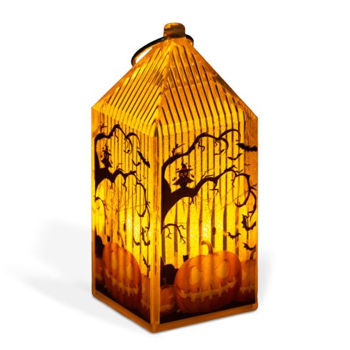 Halloween-i LED lámpás - tök - narancs LED - 2 x LR44 - 4 x 4 x 9,5 cm                                BX56566