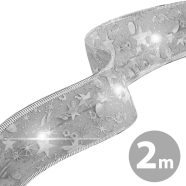   Karácsonyi LED-es szalag - ezüst - 2 m x 5 cm - 2 x AA                                                BX58933C