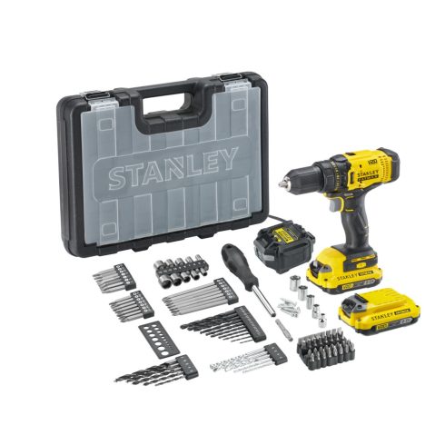 STANLEY FATMAX 18 Volt-os V20 akkumulátoros fúrócsavarozó 100 darabos tartozék készlettel             SFMCD700D2A-Q