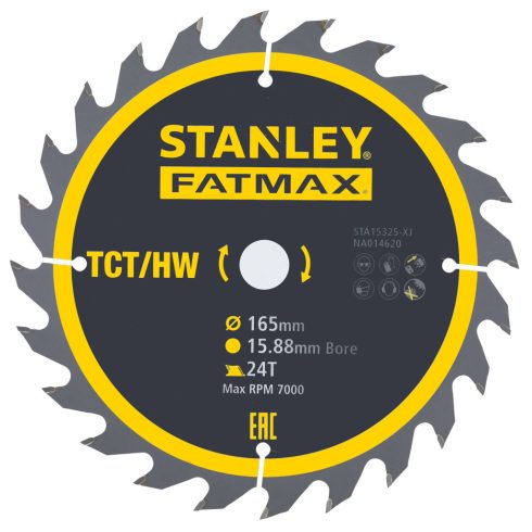 STANLEY FATMAX körfűrészlap TCT átmérő 165 x 15,8 mm, 24 fog                                          STA15325-XJ