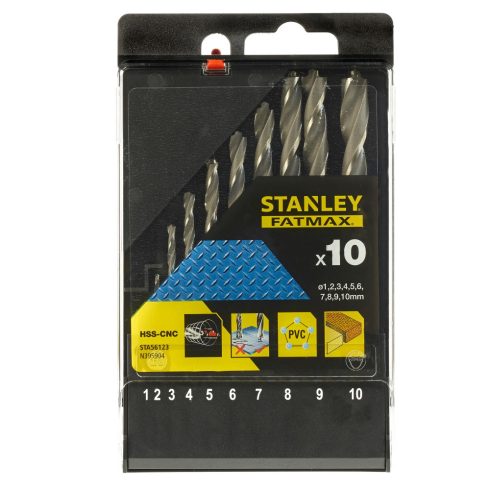 STANLEY FATMAX Fémfúró készlet, HSS-CNC, 10 darabos, kazettában                                       STA56123-XJ