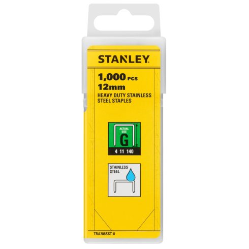 STANLEY 12mm-es 'G' rozsdamentes acél kapocs g4/11/140 1000db/csomag                                  TRA708SST-0