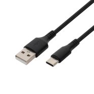   USB A-USB C töltőkábel, 2.1A, 1m, fekete, HSO                                                         USBAC1