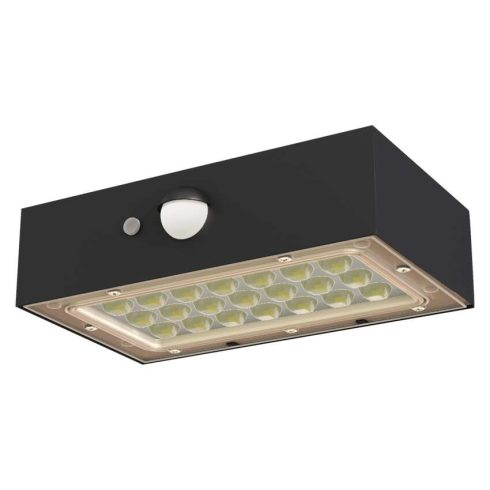 LED napelemes, mozgásérzékelős lámpa, 350 lm, 4000 K (NW), IP65, fekete, BRIXO PIR                    ZG162S